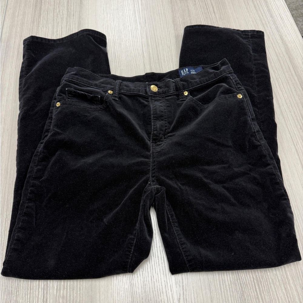 GAP Black Velvety Pants with Gold Hardware
